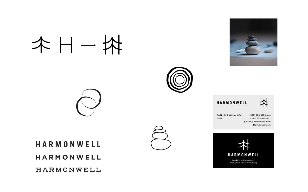 Sketches of Tuten Creative's Harmonwell Logo